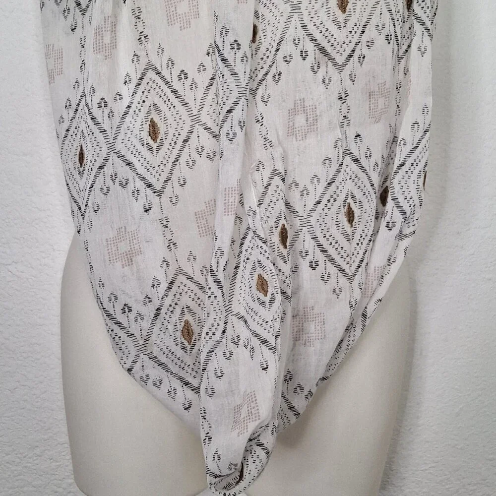 American Eagle Loop Scarf 100% Cotton Embroidered Boho Southwestern Summer 29X24